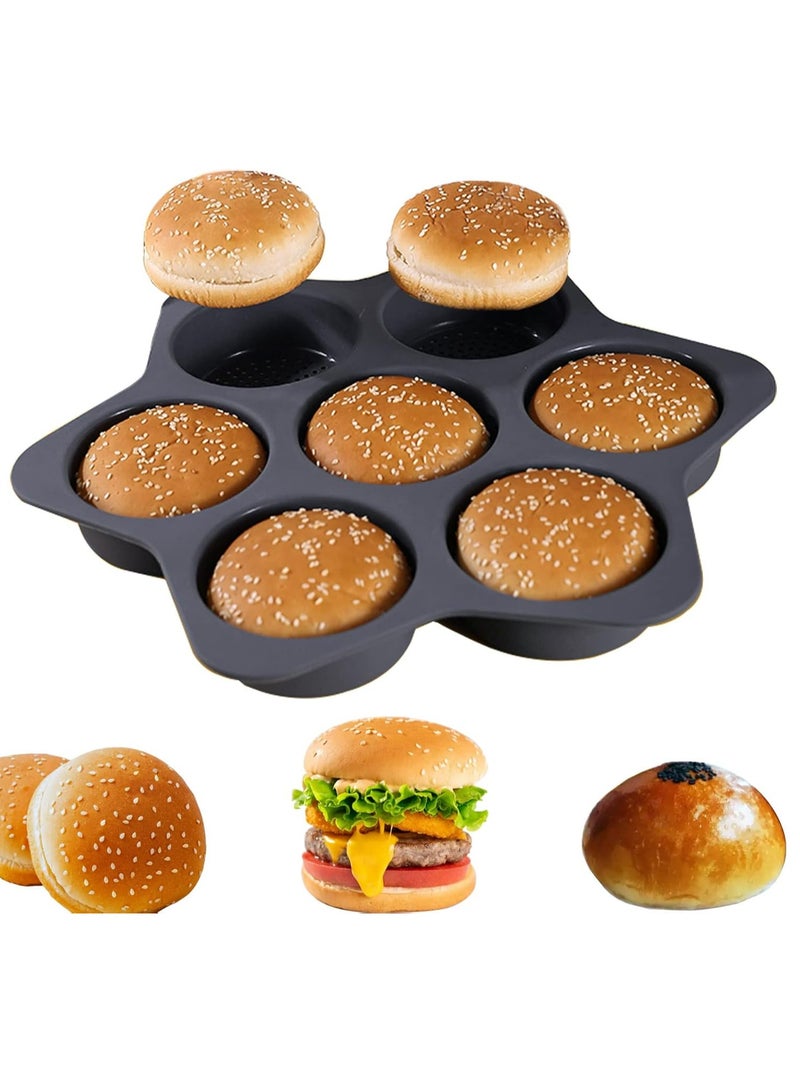 Silicone Non Stick Hamburger Bun Mold 7 Cavity Loaf Pan Baking Pan For Baking Tool - Image 1